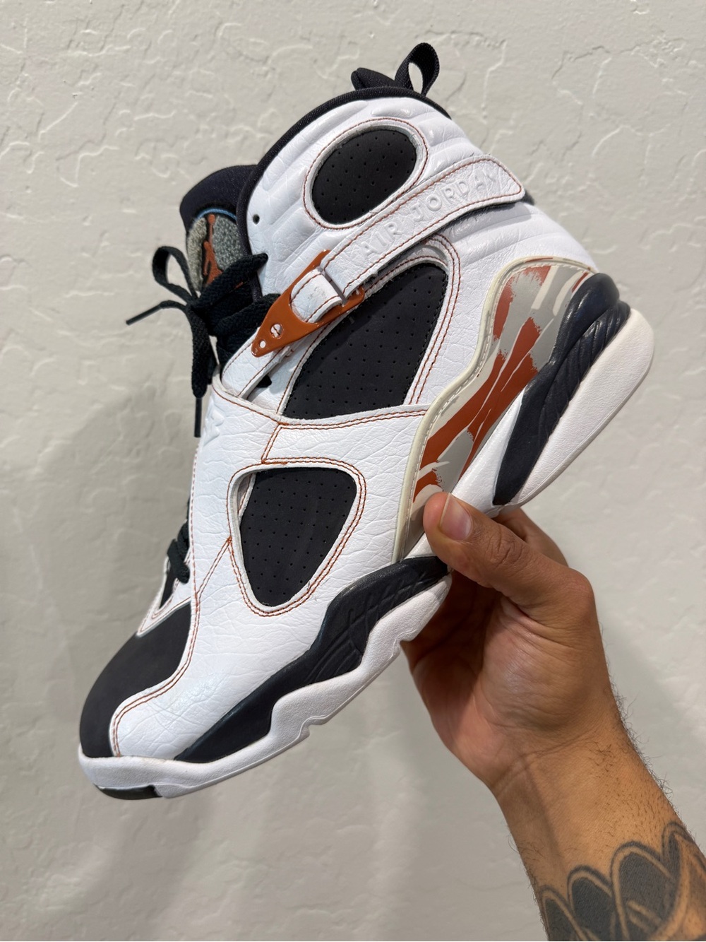 Jordan 8 Retro Black Toe Size 13M Worn Rep Box 317258-104